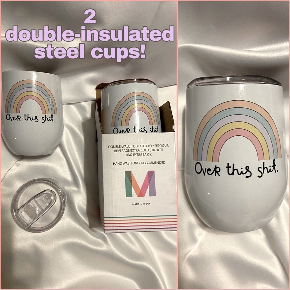 “Over This Sh*t” Set of 2 Double-Insulated Steel 12oz Cups for Wine or Any Drink